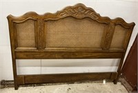 Vintage Drexel Cane and Wood Queen Headboard