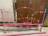Antique Pink Iron Twin Bed Frame