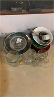 Stainless bowl, clear glass, plastic bowls