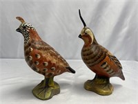 PAIR OF ITALIAN SIGNED MOTTAHEDEH POTTERY QUAIL