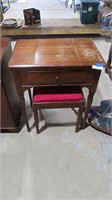 sewing table and chair with vintage Singer