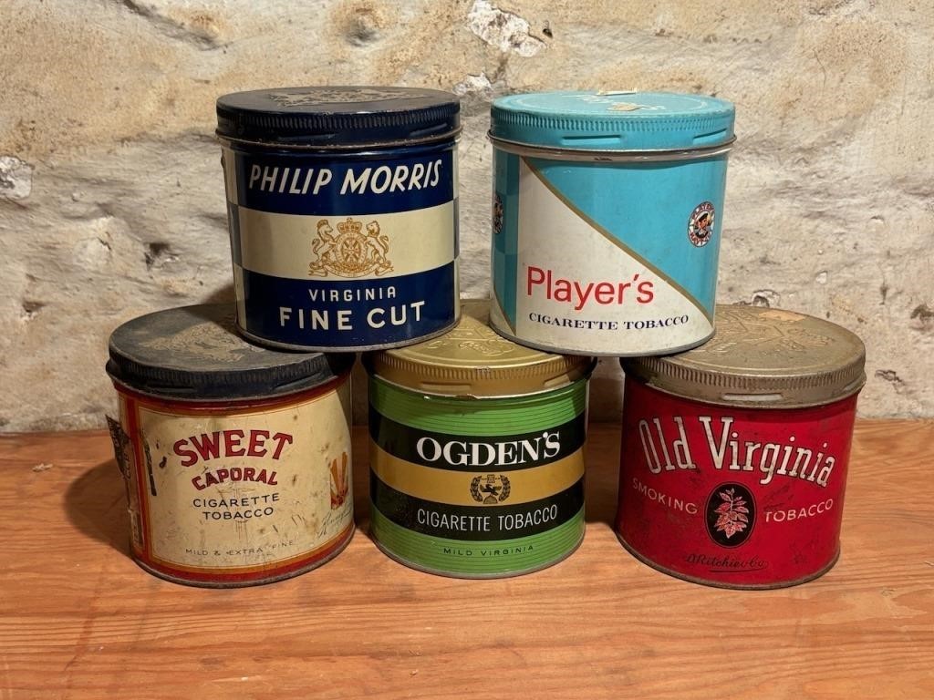 Collection of Vintage Cigarette Tobacco Tins