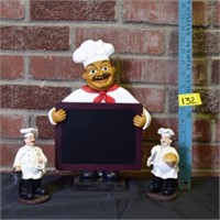 Fat Baker chalkboard and 2 figurines