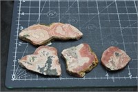4, Rhodochrosite Slabs, Some With Pyrite, 4oz