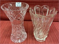 Crystal vase 8.5” and pattern glass vase 8”