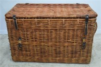 WICKER TRUNK WITH LEATHER STRAPS