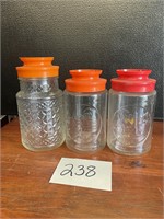VTG Anchor Hocking glass jars with lids