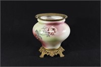 Victorian Hand Painted Floral Lamp/ Kerosene Base