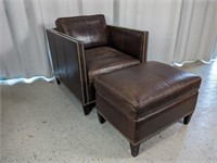 Classic Club Leather Chair w/ Ottoman