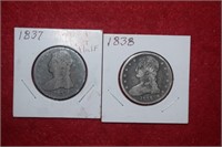 1837 & 1838 Capped Bust Half Dollars