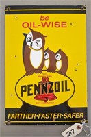 "Pennzoil be Oil-Wise" Porcelain Sign