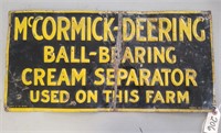 "McCormick-Deering Cream Seperator" Metal Sign
