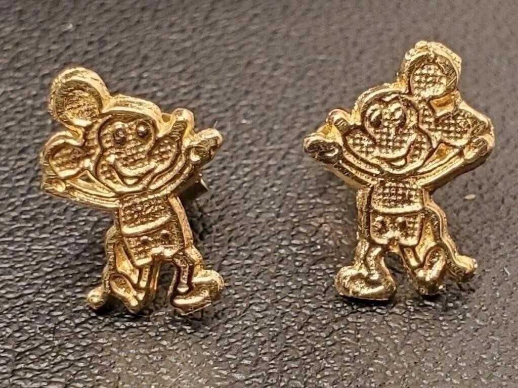 Micky Mouse 10K Gold Earrings