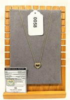14K Yellow Gold Heart Pendant W/ Diamond & Chain