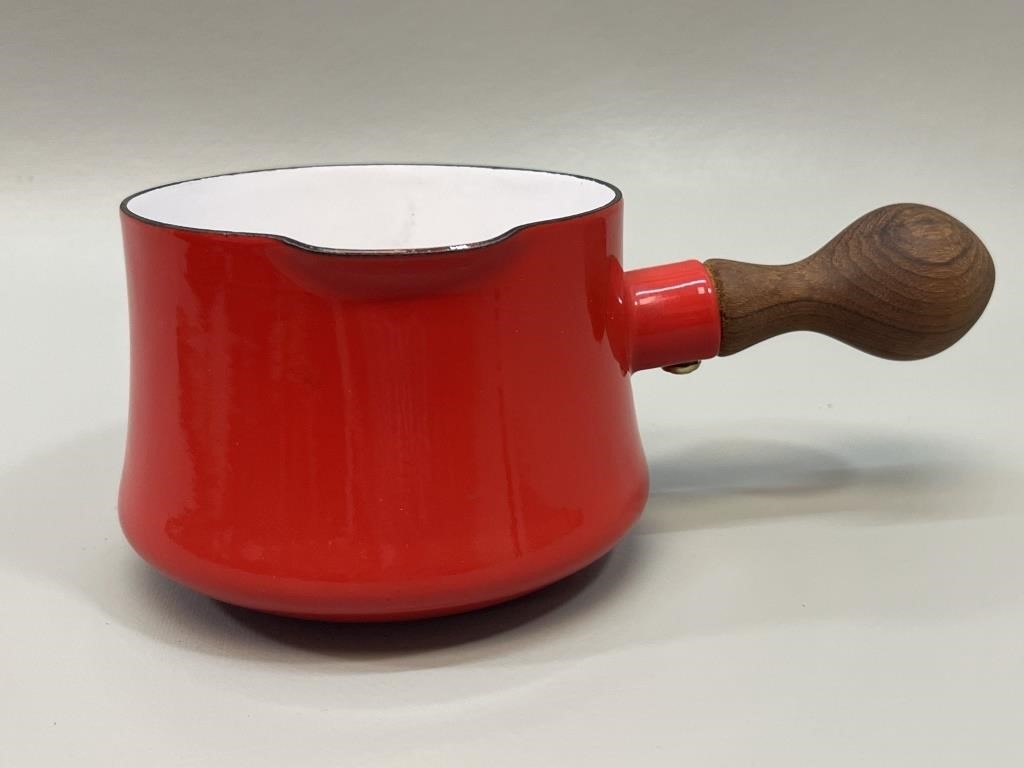 Dansk Kobenstyle Orange Sauce Pot Teak Handle NEW