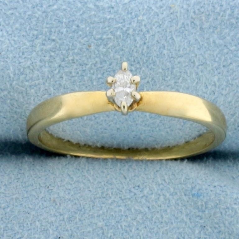 Marquise Solitaire Diamond Engagement Ring in 14K