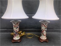 Pair Matching Porcelain Oriental Style Lamps