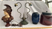 Home collection lot- Vases, bust & light