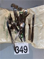 Spoons, forks, and knives , some Silver plated