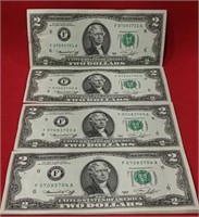 Twenty Five Consecutive 1976 Two Dollar Bills