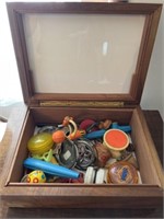 Wooden Box & Contents