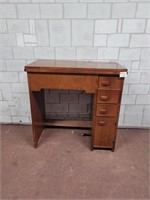 Vintage wood sewing machine desk