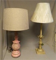 Floral and Pineapple Motif Table Lamps.