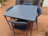 (5)pc Costco Blue Card Table w/ Chairs 2/2