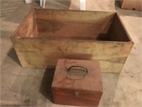 Vintage Wooden Box With Small Linen Box