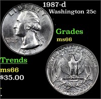 1987-d Washington Quarter 25c Grades GEM+ Unc