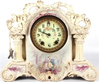VINTAGE GILBERT CERAMIC CLOCK WITH WINDING KEY