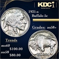 1931-s Buffalo Nickel 5c Grades Choice AU/BU Slide
