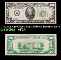 1934A $20 Green Seal Federal Reserve Note Grades v