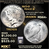 ***Auction Highlight*** 1923-d Peace Dollar $1 Gra