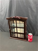 Wall Mounted Cherry wooden Display w Mirror