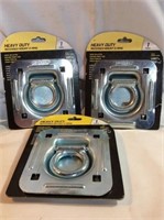 3  heavy duty recessed mount D ring brand new