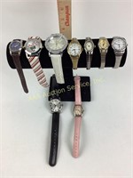 Wrist watches (9) women’s quarts and Timex silver