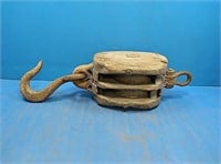 Vintage wooden pulley