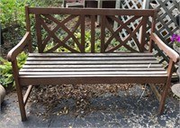 Wood Bench in Teak Style 48” x 19.5” x 35” H