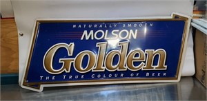 MOLSON 'GOLDEN' TIN SIGN, 33" X 15"