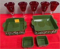 11 - MIXED LOT OF STEMWARE & SQUARE DISHES (G49)