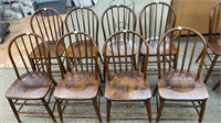Lot of. (8) vintage solid wood chairs with