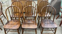 Lot of. (6) vintage solid wood chairs with