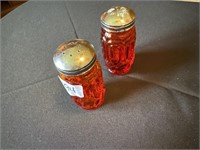 Moon & stars red salt and pepper shakers glassware