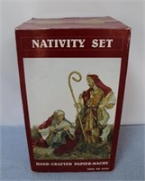 2 pc Hand-Crafted Papier Mache Nativity Set