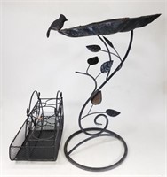 Metal bird bath and wine rack