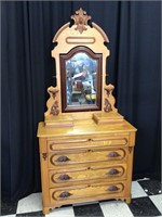 Victorian Oak Dresser with Mirror