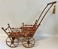 SWEET ANTIQUE WOODEN DOLL CARRIAGE