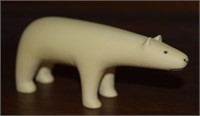 Vtg Inuit Carved Bone Polar Bear Figure 4.75" L