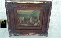 Oil on canvas art victorian room  MILLER 19x16